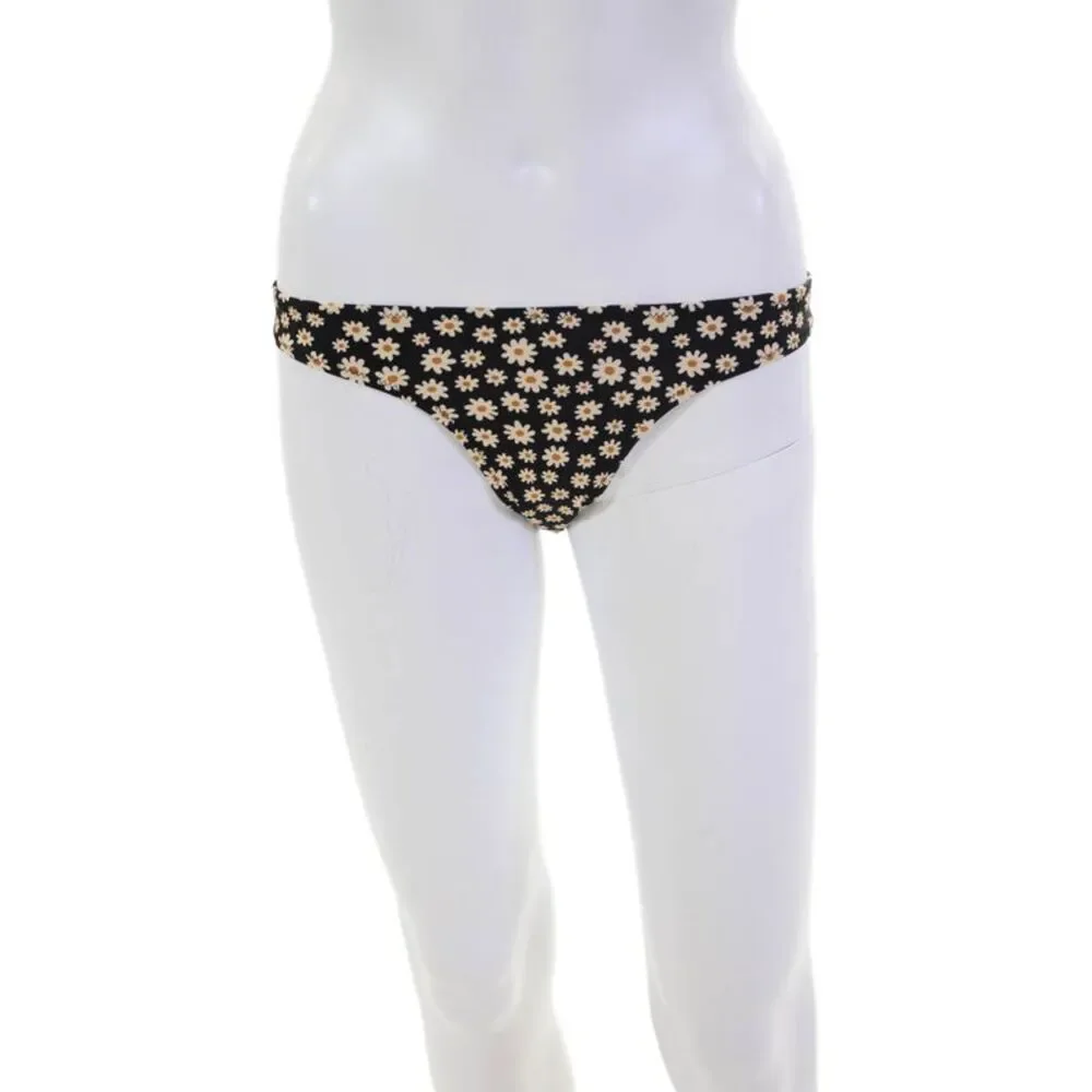 Madewell Womens Floral Print Cheeky Swimwear Bottoms Black Size XS